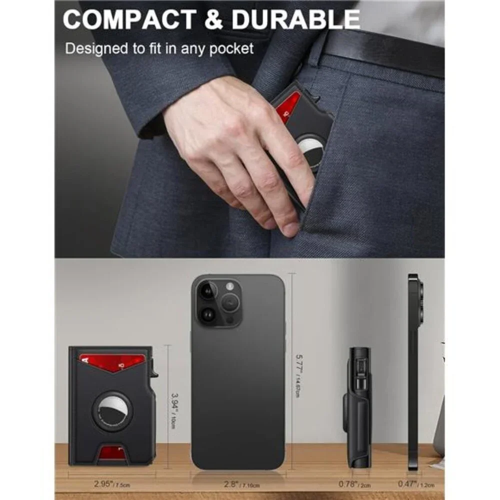 Airtag Wallet for Men | Minimalist Slim Mens Wallet | Pop Up Credit Card Wallet